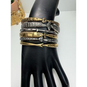 ZARA Fish Design Bangle Bracelets Set Of 6 Gold And Silver Tone